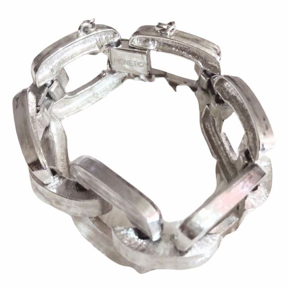 Vintage Monet Geometric Design Silver tone Bracelet